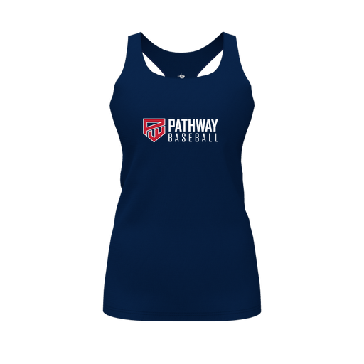 [CUS-DFW-RCBK-PER-NVY-FYS-LOGO2] Racerback Tank Top (Female Youth S, Navy, Logo 2)