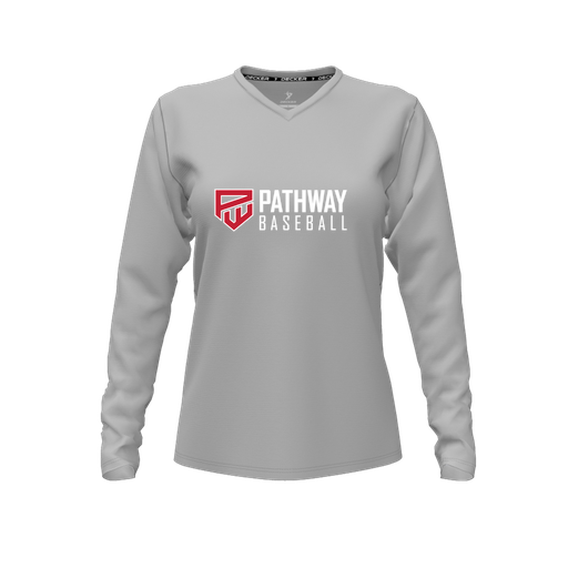 [CUS-DFW-TEES-CMF-VNK-LSL-GRY-FYXS-LOGO2] Comfort T-Shirt (Female Youth XS, Gray, V Neck, Logo 2, Long Sleeve)