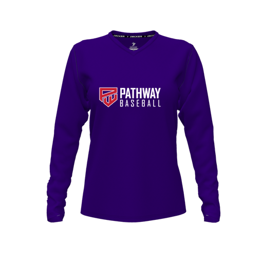 [FTLVCFPP-FYXS-LOGO2] Decker Comfort T-Shirt (Female Youth XS, Purple, V Neck, Logo 2, Long Sleeve)