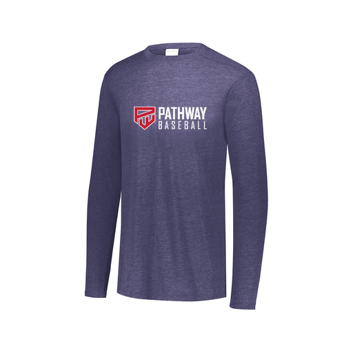 [FTLCUBNV-AXS-LOGO2] Decker Men's Tri-Blend T-Shirt - Long Sleeve (Adult XS, Navy, Logo 2)