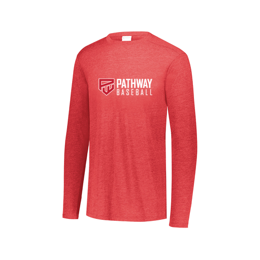 [FTLCUBRD-AXS-LOGO2] Decker Men's Tri-Blend T-Shirt - Long Sleeve (Adult XS, Red, Logo 2)